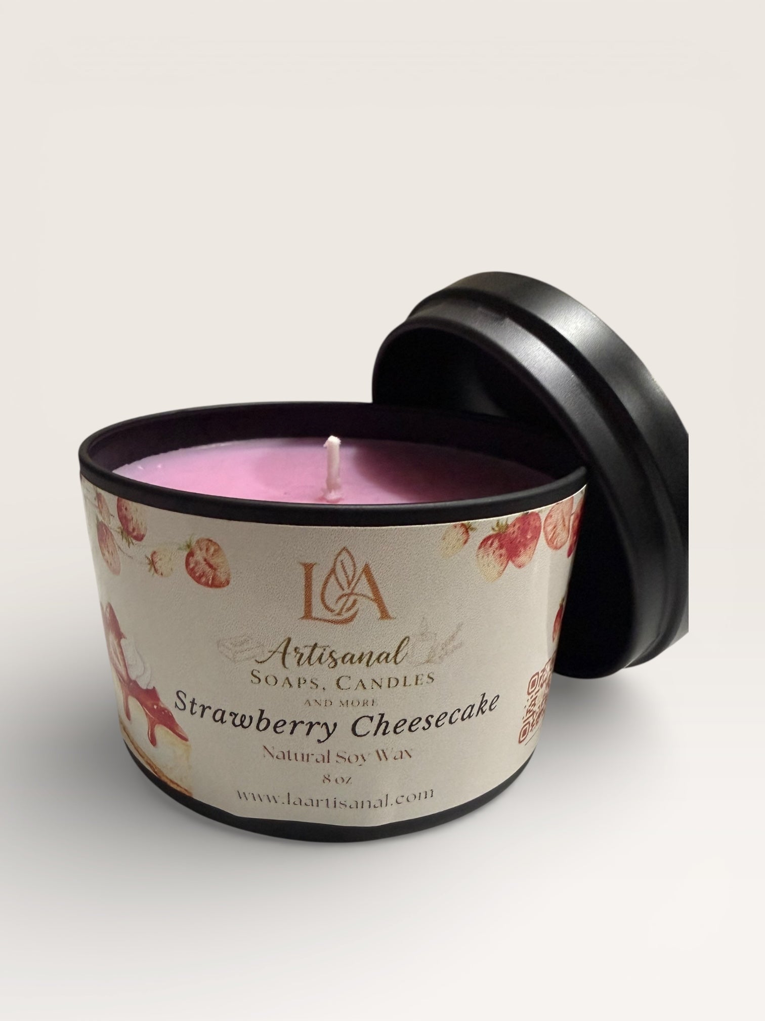 Vela Artesanal Strawberry Cheesecake: Aroma a Postre y Fresa