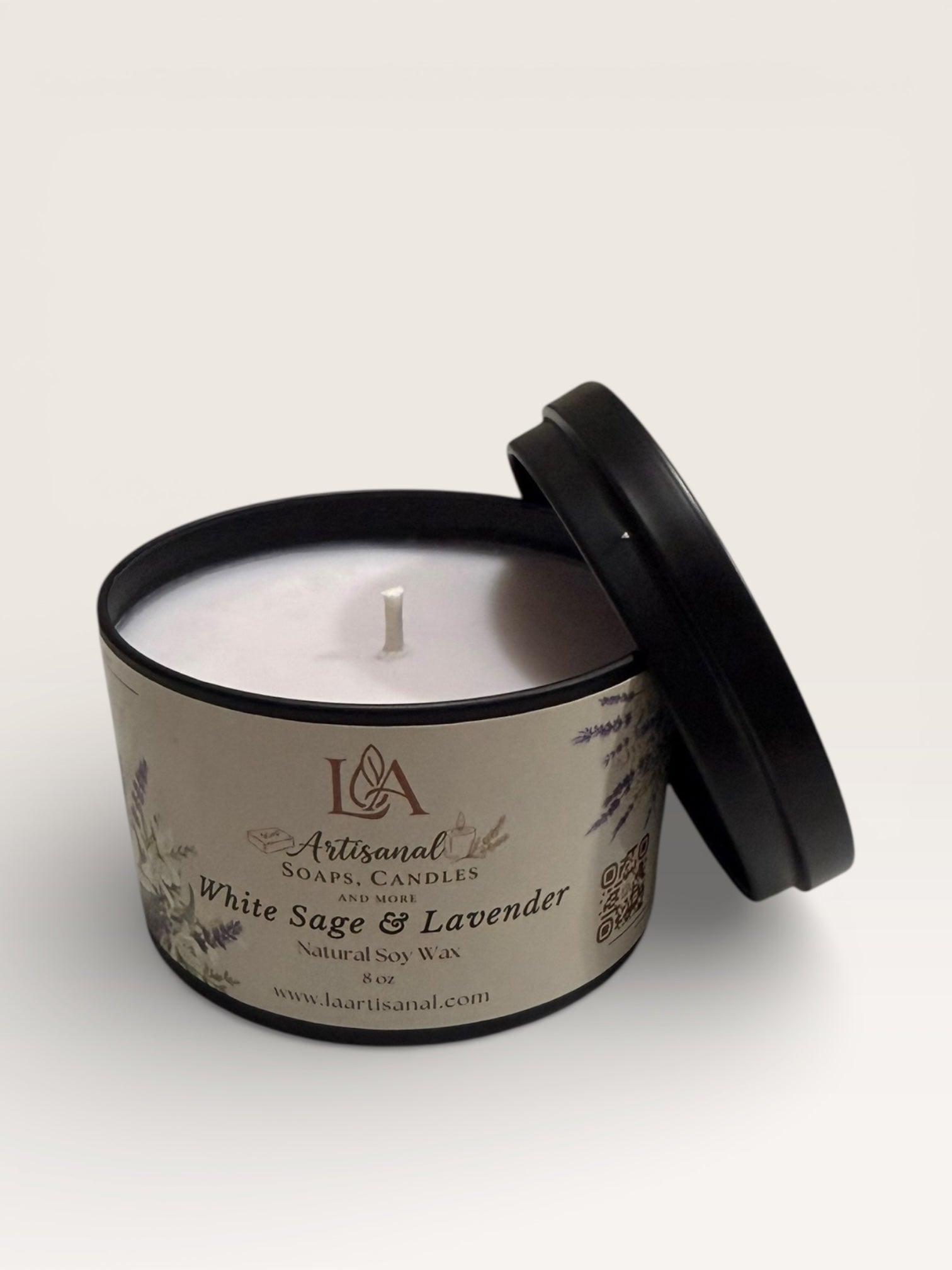 Vela Artesanal White Sage & Lavender: Purificación y Relajación Profunda