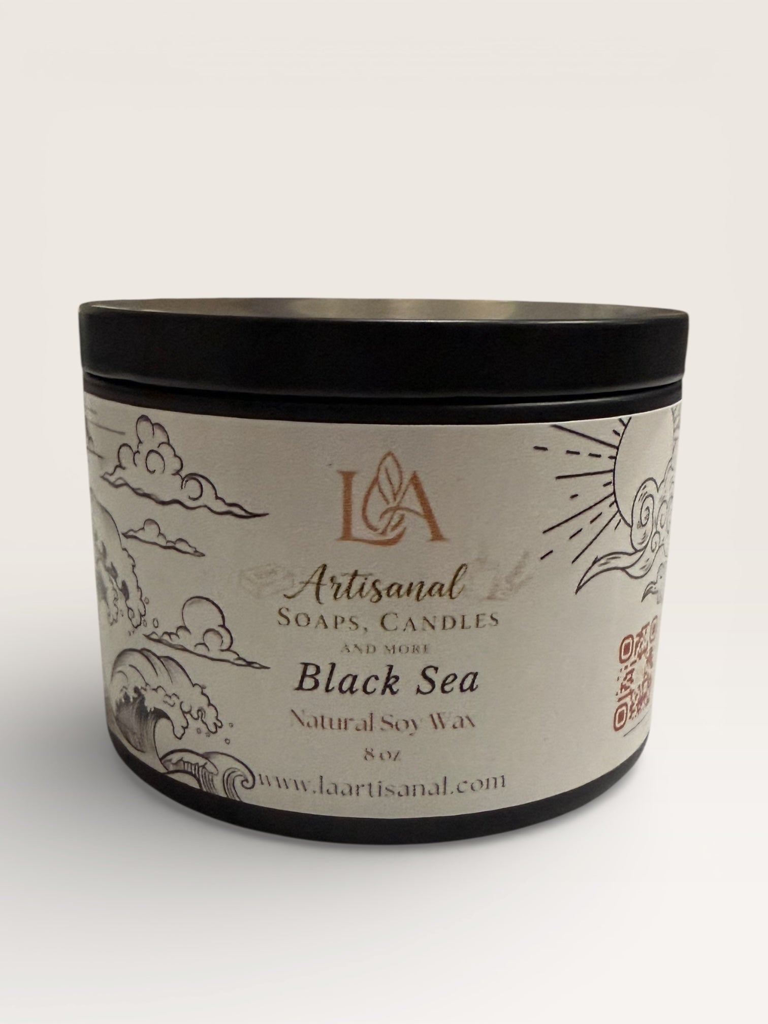 Vela Artesanal Black Sea: Aroma Marino, Sandalo y Almizcle Oscuro