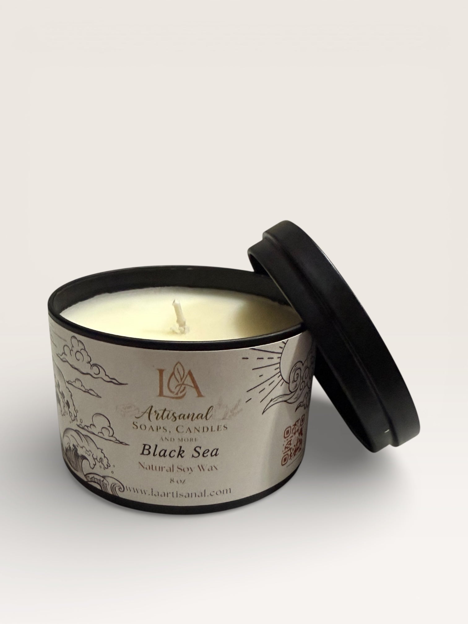 Vela Artesanal Black Sea: Aroma Marino, Sandalo y Almizcle Oscuro