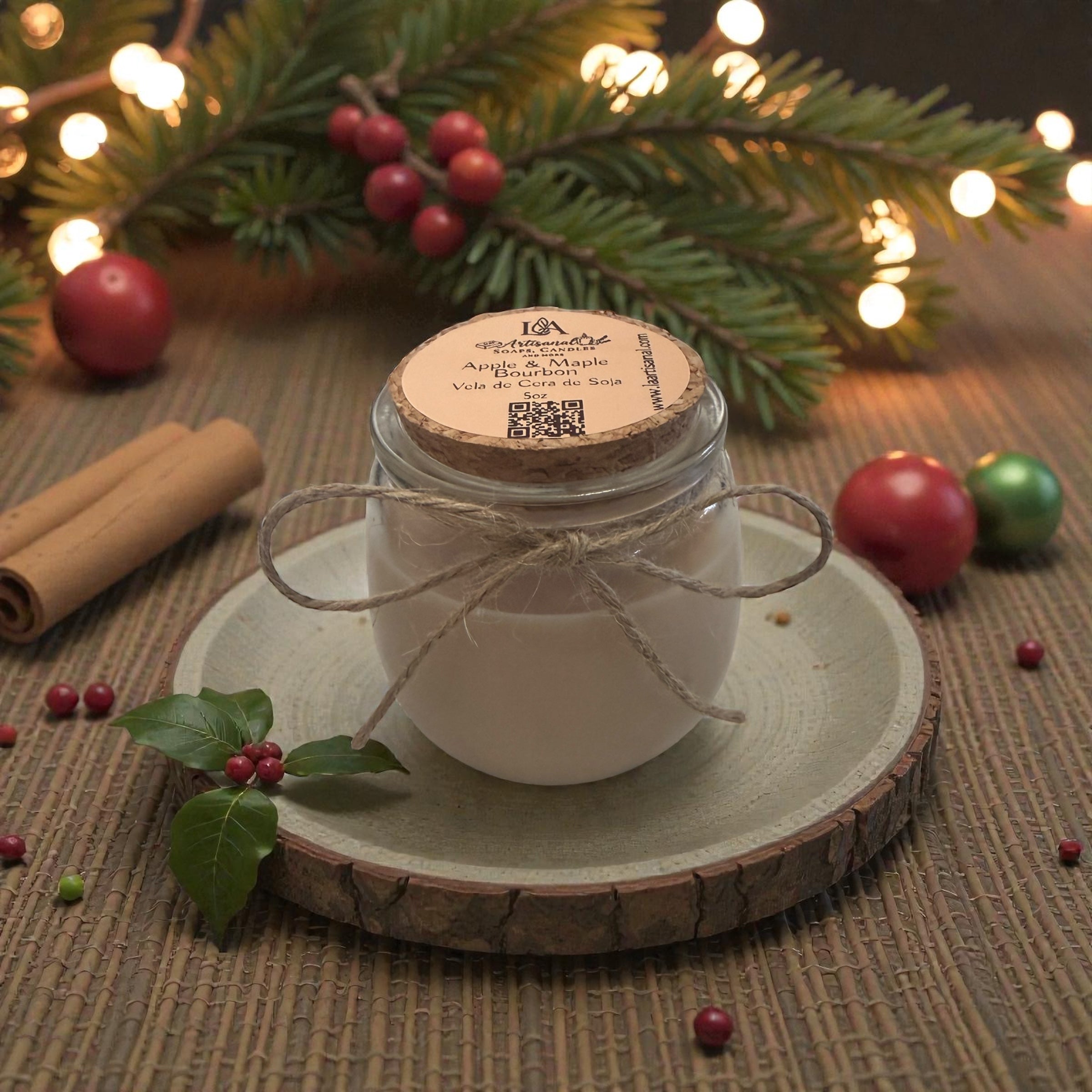 Vela Navideña de Apple & Maple Bourbon (Edición de Temporada)
